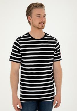 Erkek Regular Fit Bisiklet Yaka Siyah Tişört - 50287043016