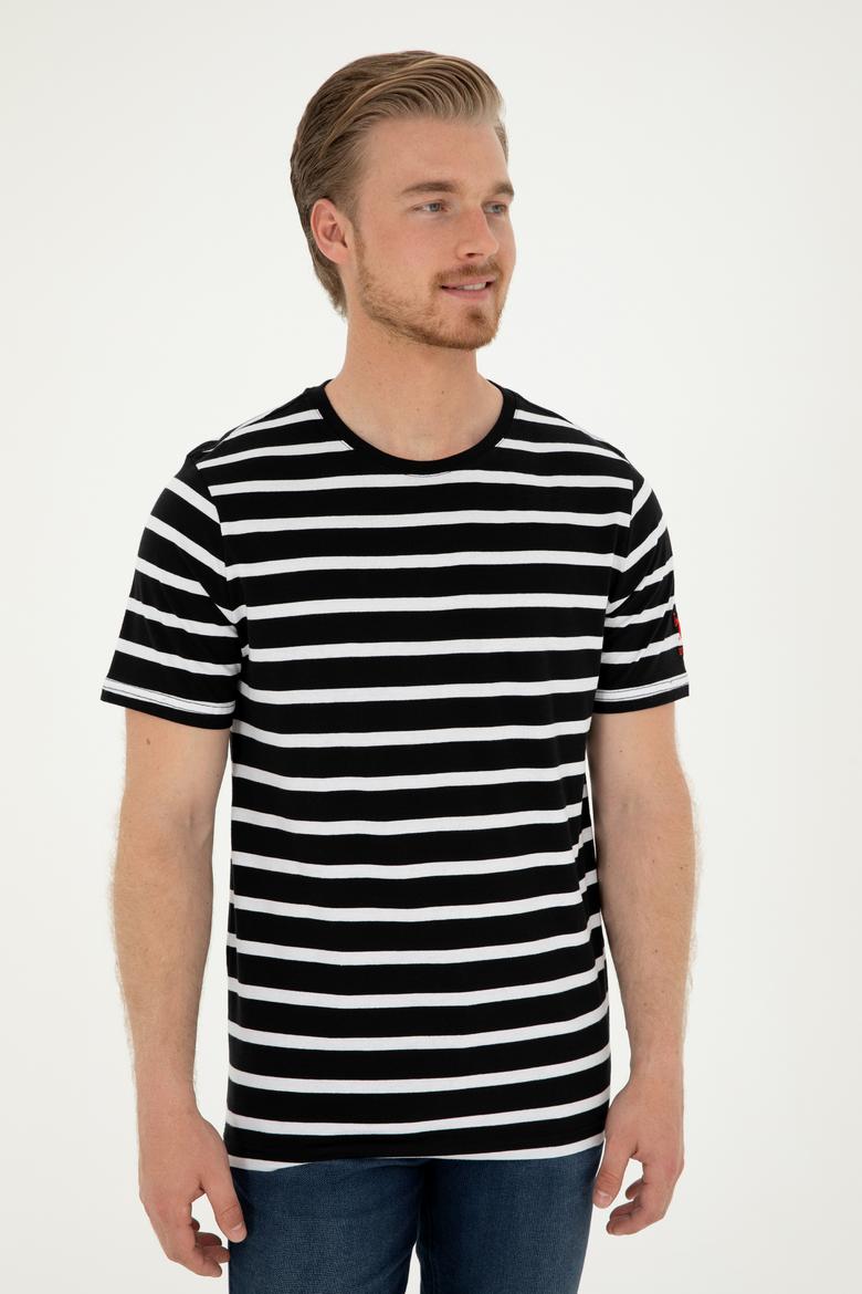 Erkek Regular Fit Bisiklet Yaka Siyah Tişört - 50287043016