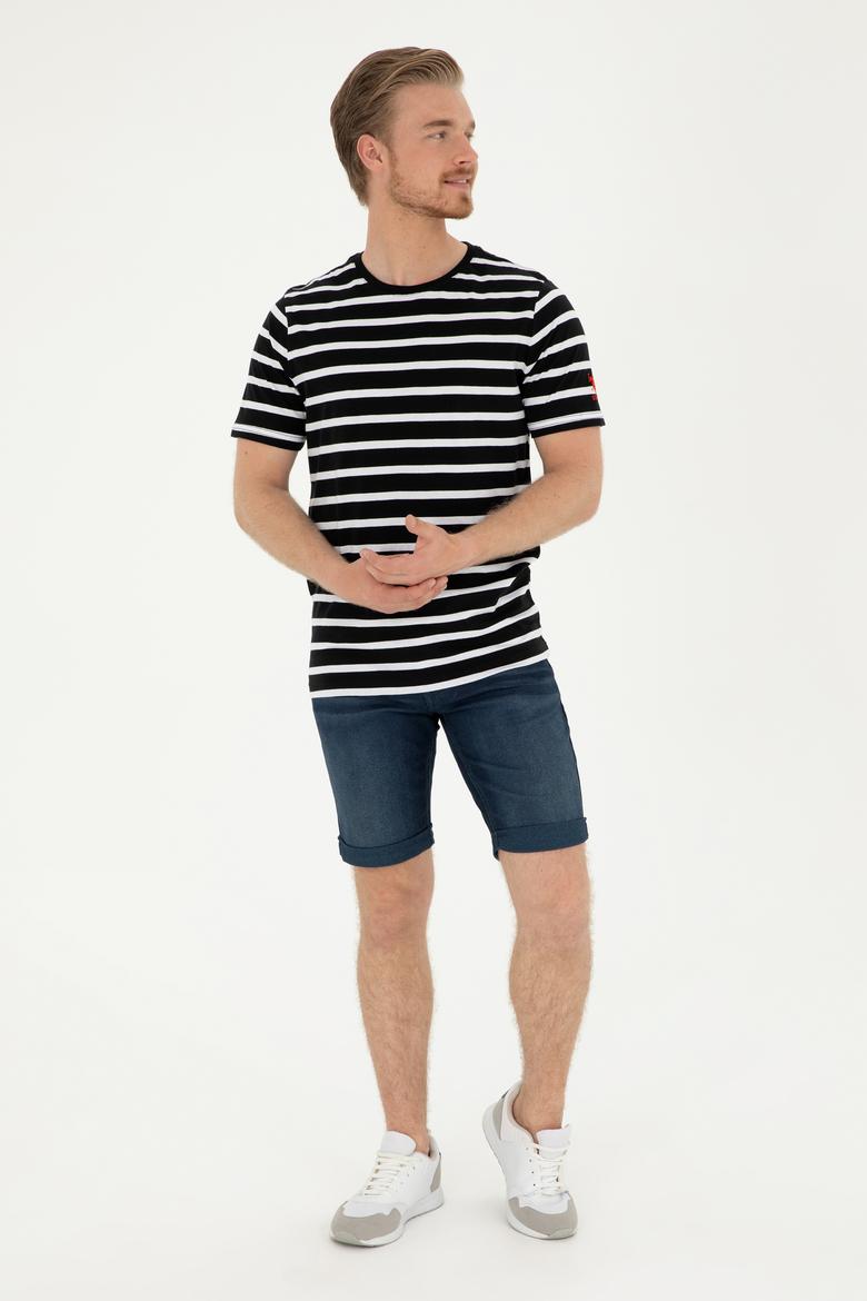 Erkek Regular Fit Bisiklet Yaka Siyah Tişört - 50287043016