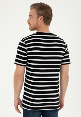 Erkek Regular Fit Bisiklet Yaka Siyah Tişört - 50287043016