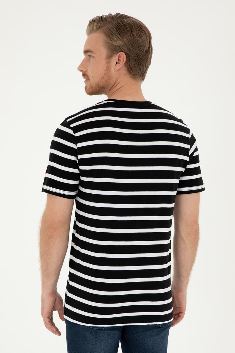 Erkek Regular Fit Bisiklet Yaka Siyah Tişört - 50287043016