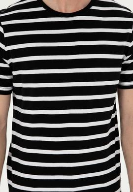 Erkek Regular Fit Bisiklet Yaka Siyah Tişört - 50287043016