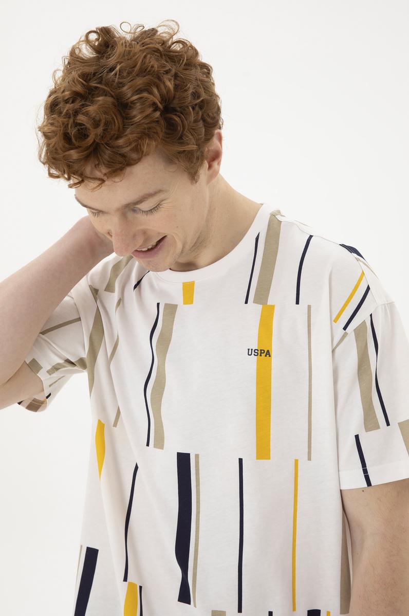 Erkek Comfort Fit Bisiklet Yaka Ekru Tişört