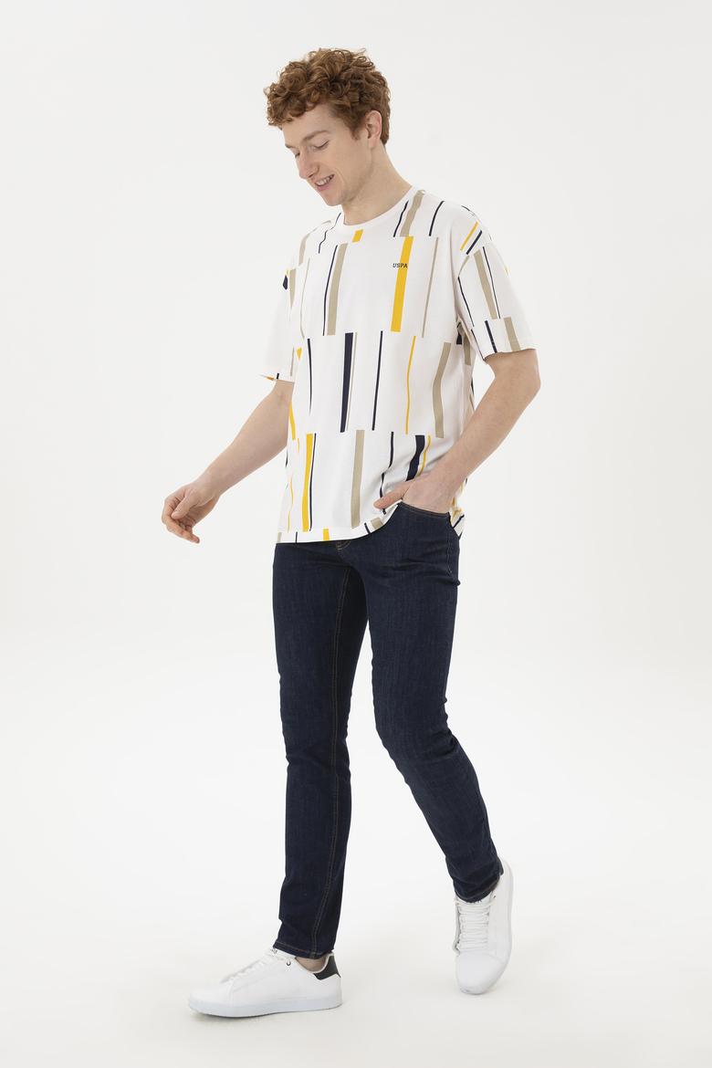 Erkek Comfort Fit Bisiklet Yaka Ekru Tişört - 50287040009