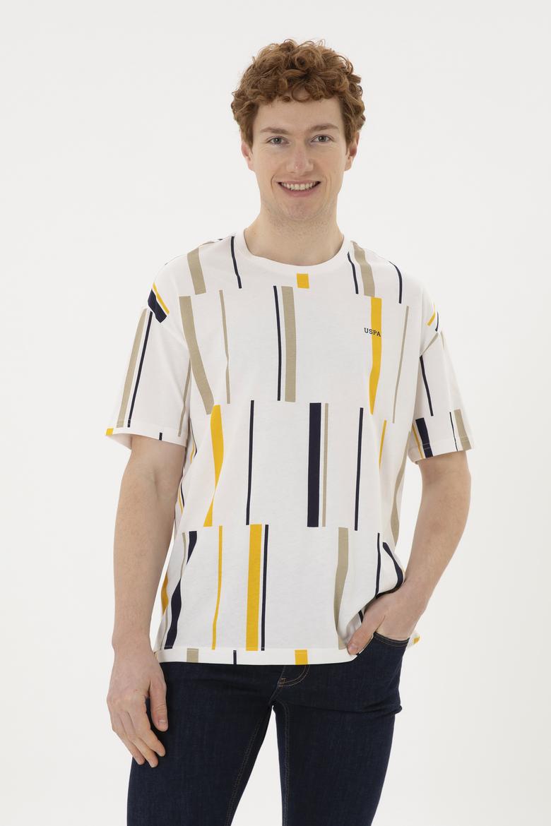 Erkek Comfort Fit Bisiklet Yaka Ekru Tişört - 50287040009