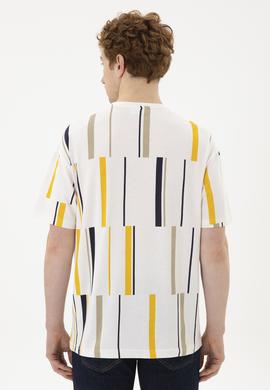 Erkek Comfort Fit Bisiklet Yaka Ekru Tişört - 50287040009