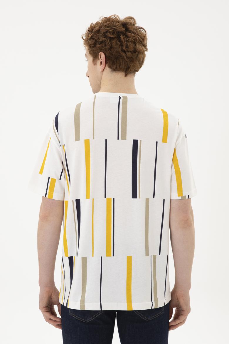 Erkek Comfort Fit Bisiklet Yaka Ekru Tişört - 50287040009