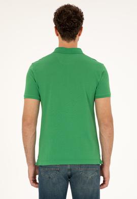 Erkek Slim Fit Polo Yaka Yeşil Basic Tişört - 50279613207