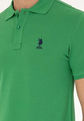 Erkek Slim Fit Polo Yaka Yeşil Basic Tişört - 50279613207