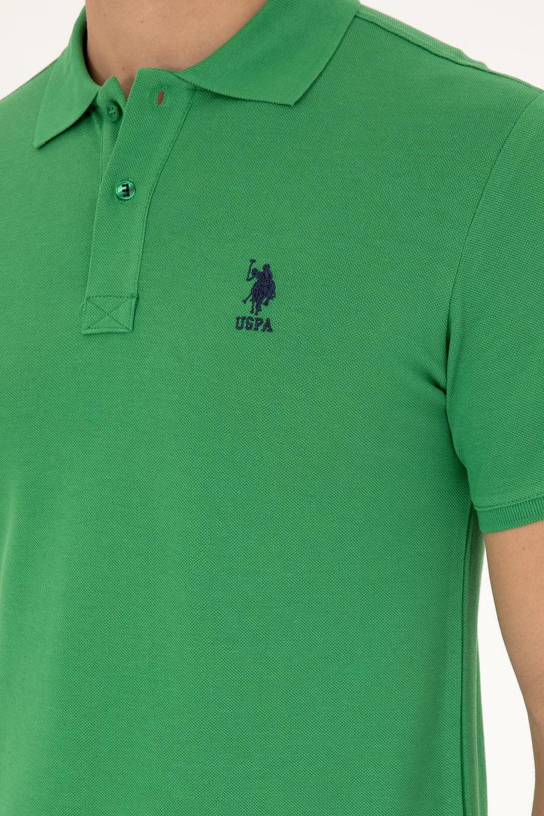 Erkek Slim Fit Polo Yaka Yeşil Basic Tişört - 50279613207