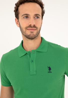 Erkek Slim Fit Polo Yaka Yeşil Basic Tişört - 50279613207