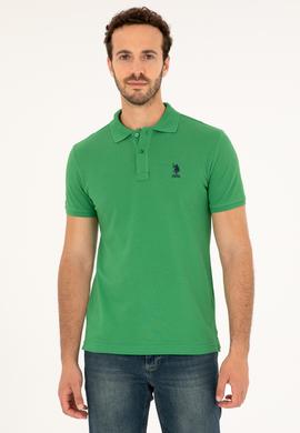 Erkek Slim Fit Polo Yaka Yeşil Basic Tişört - 50279613207