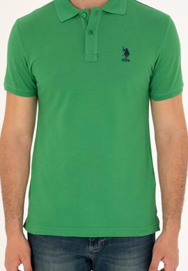 Erkek Slim Fit Polo Yaka Yeşil Basic Tişört - 50279613207