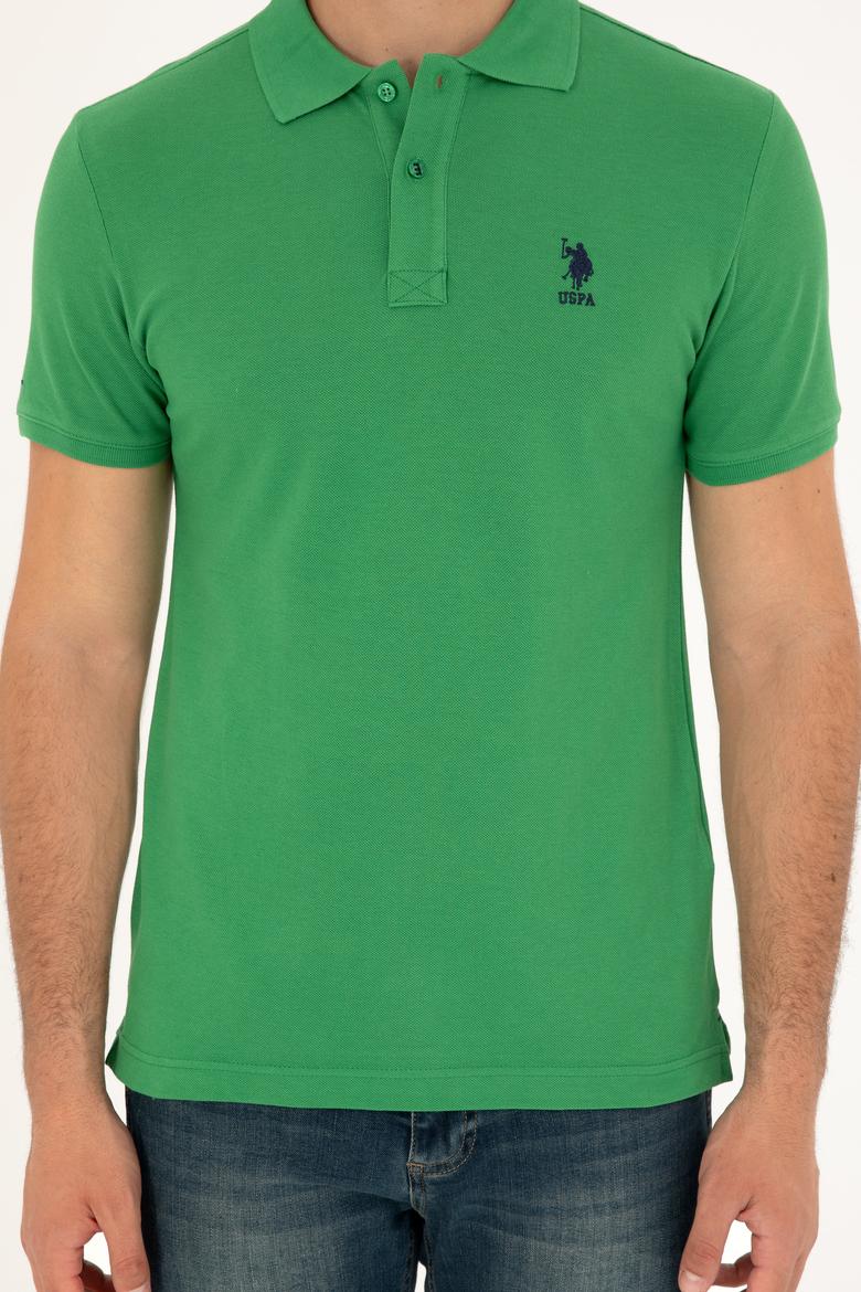 Erkek Slim Fit Polo Yaka Yeşil Basic Tişört - 50279613207