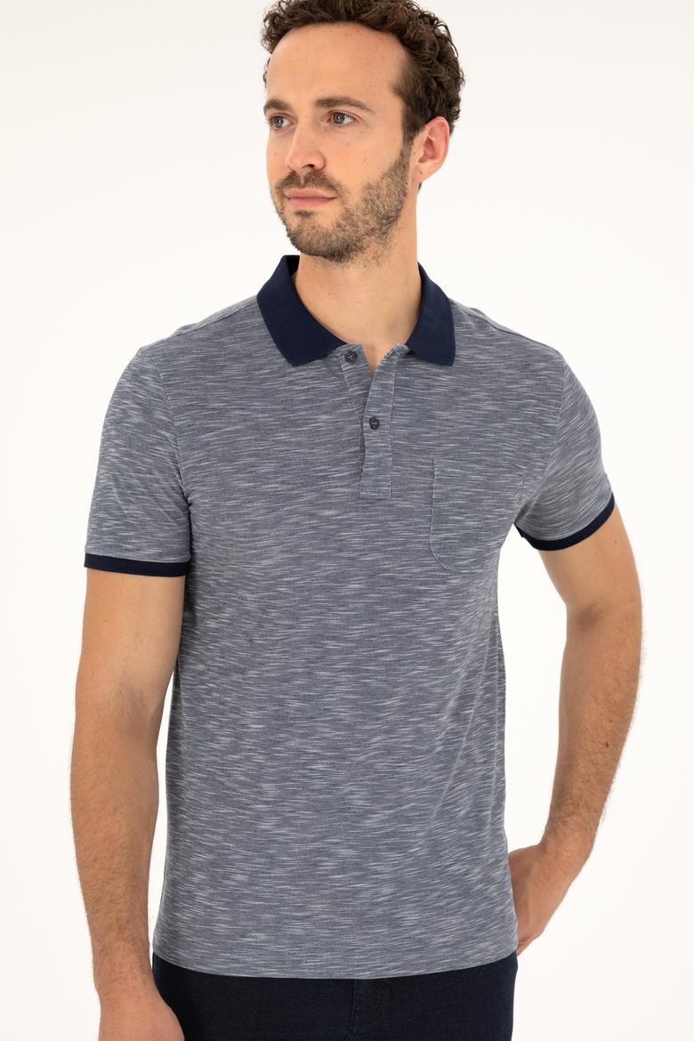Erkek Slim Fit Polo Yaka Lacivert Tişört - 50279560068