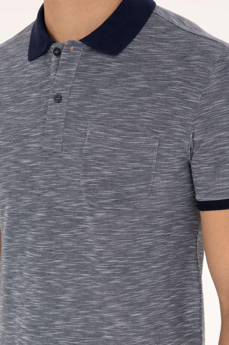 Erkek Slim Fit Polo Yaka Lacivert Tişört