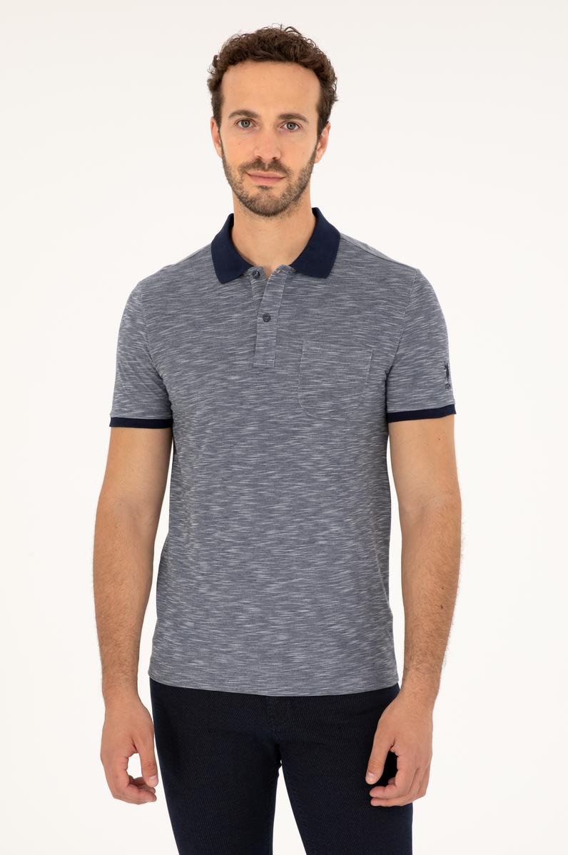 Erkek Slim Fit Polo Yaka Lacivert Tişört