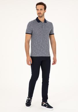Erkek Slim Fit Polo Yaka Lacivert Tişört - 50279560068