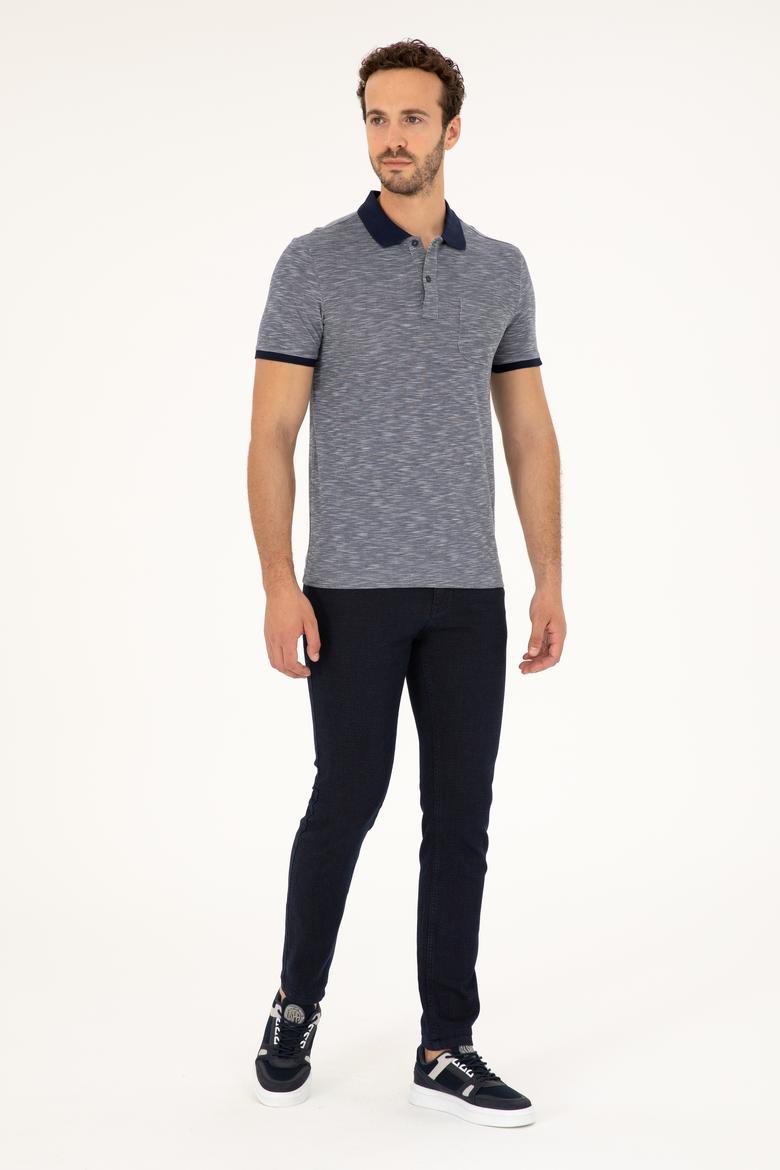 Erkek Slim Fit Polo Yaka Lacivert Tişört - 50279560068