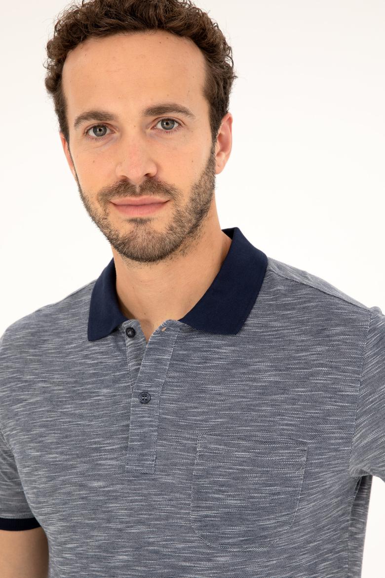 Erkek Slim Fit Polo Yaka Lacivert Tişört - 50279560068