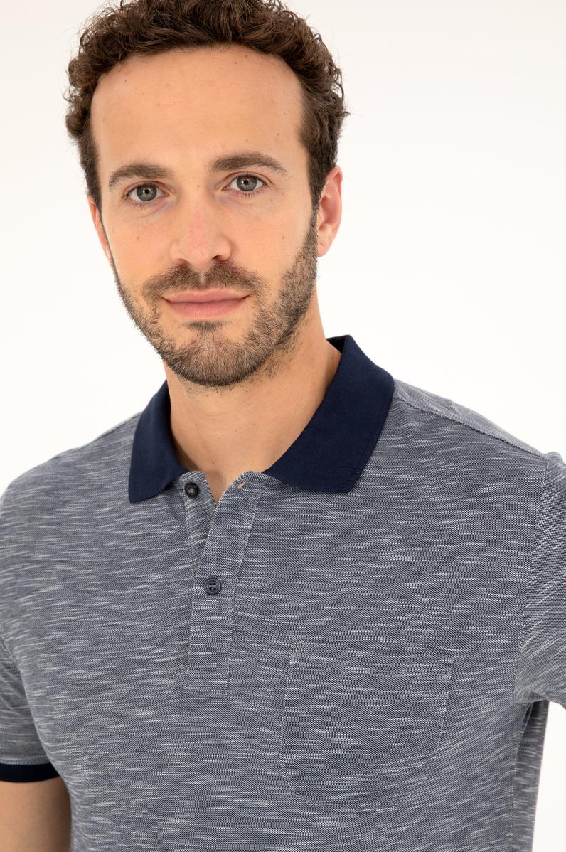 Erkek Slim Fit Polo Yaka Lacivert Tişört