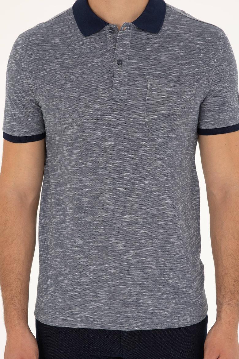 Erkek Slim Fit Polo Yaka Lacivert Tişört - 50279560068