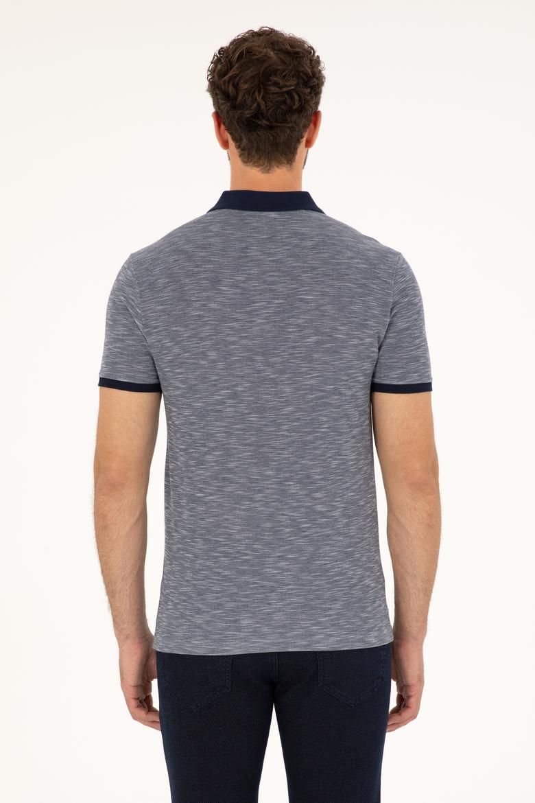 Erkek Slim Fit Polo Yaka Lacivert Tişört - 50279560068