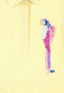 Kız Çocuk Neon Sarı Kısa Kol Dokuma Elbise - 50262735015