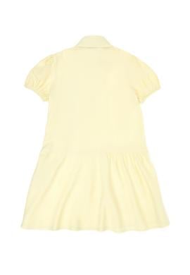 Kız Çocuk Neon Sarı Kısa Kol Dokuma Elbise - 50262735015