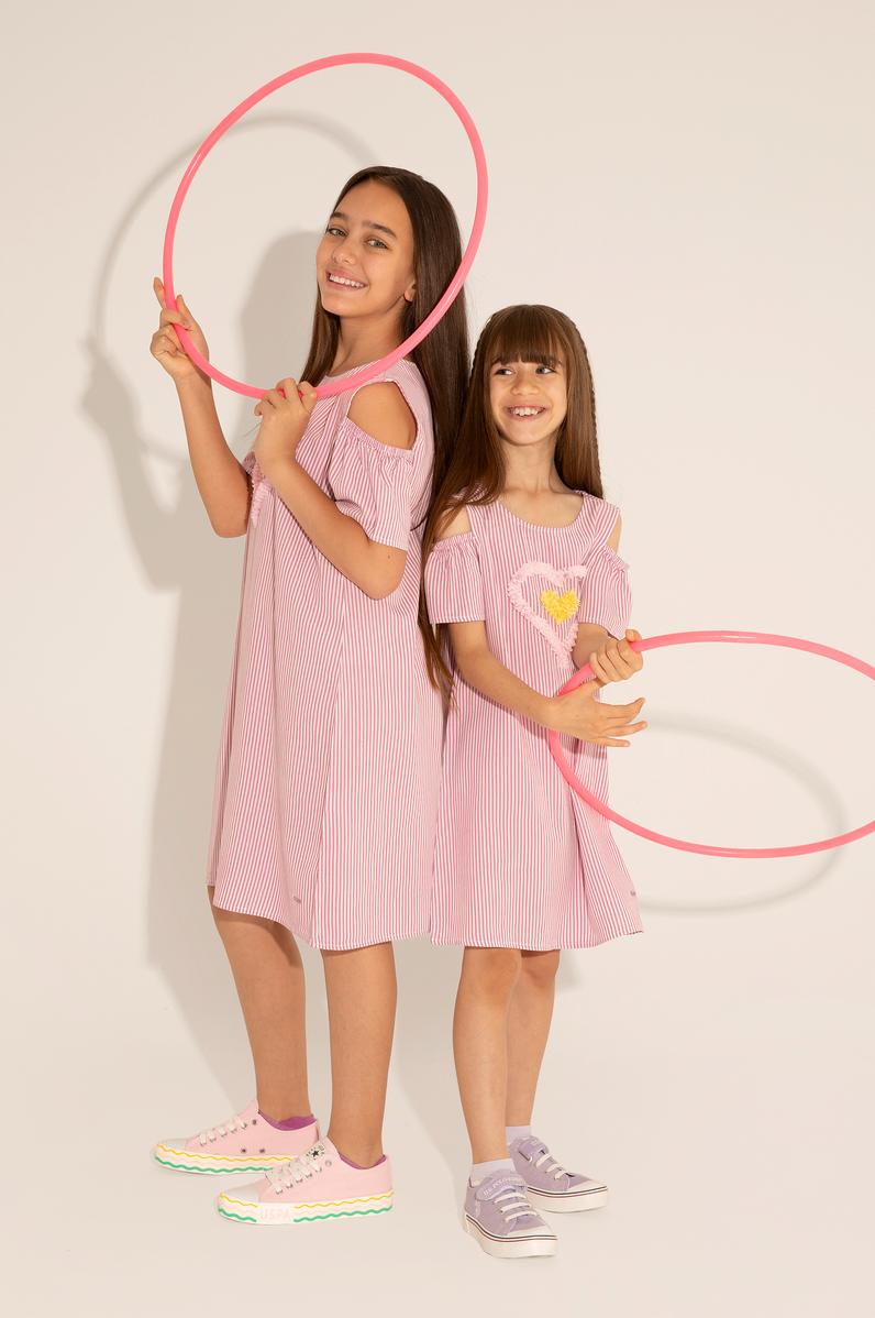 Kız Çocuk Manolya Kısa Kol Dokuma Elbise