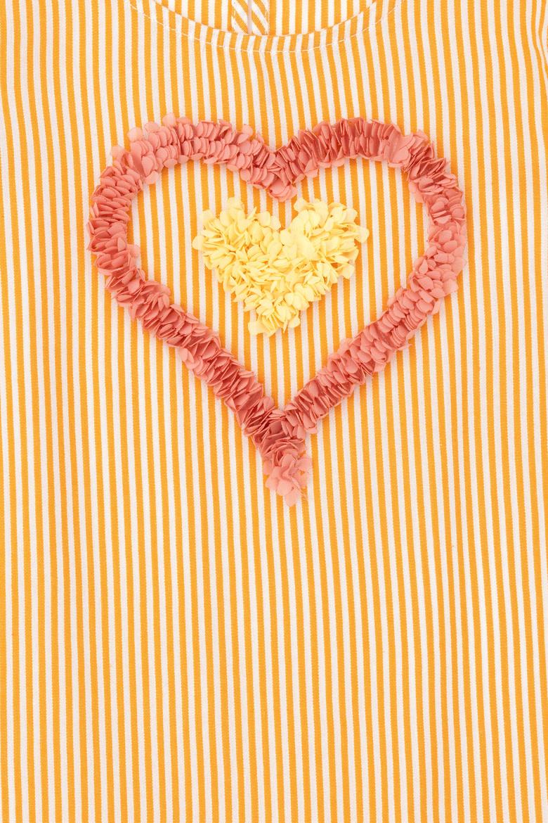 Kız Çocuk Turuncu Kısa Kol Dokuma Elbise - 50262719018