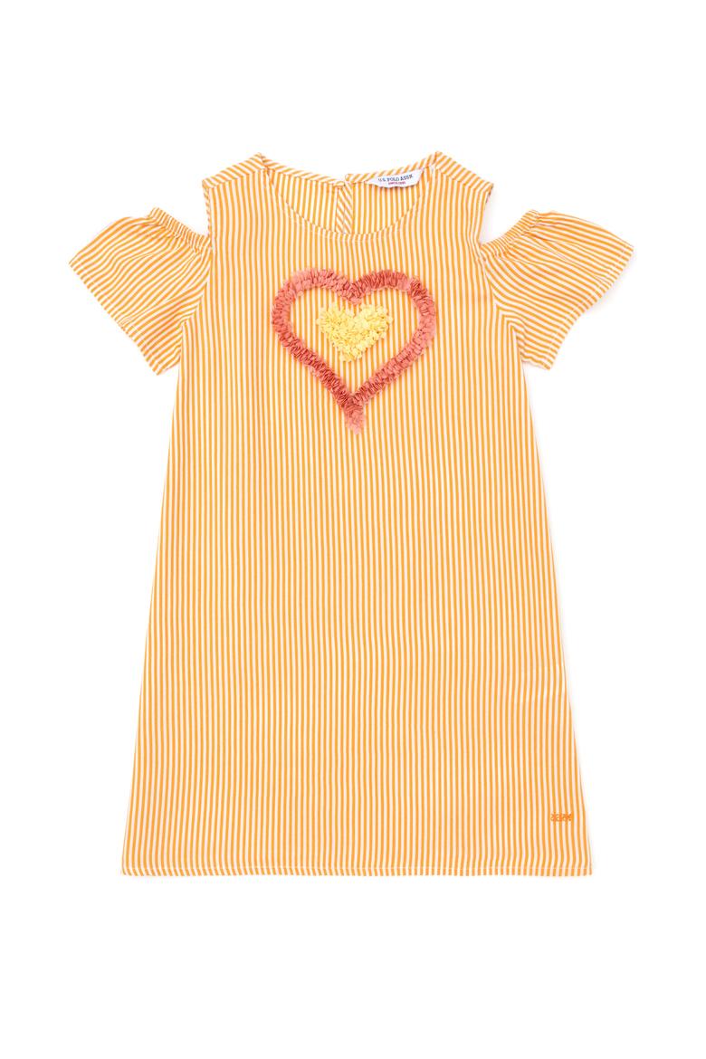 Kız Çocuk Turuncu Kısa Kol Dokuma Elbise - 50262719018