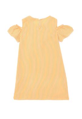 Kız Çocuk Turuncu Kısa Kol Dokuma Elbise - 50262719018