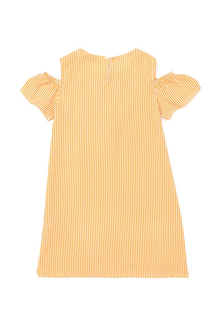 Kız Çocuk Turuncu Kısa Kol Dokuma Elbise - 50262719018