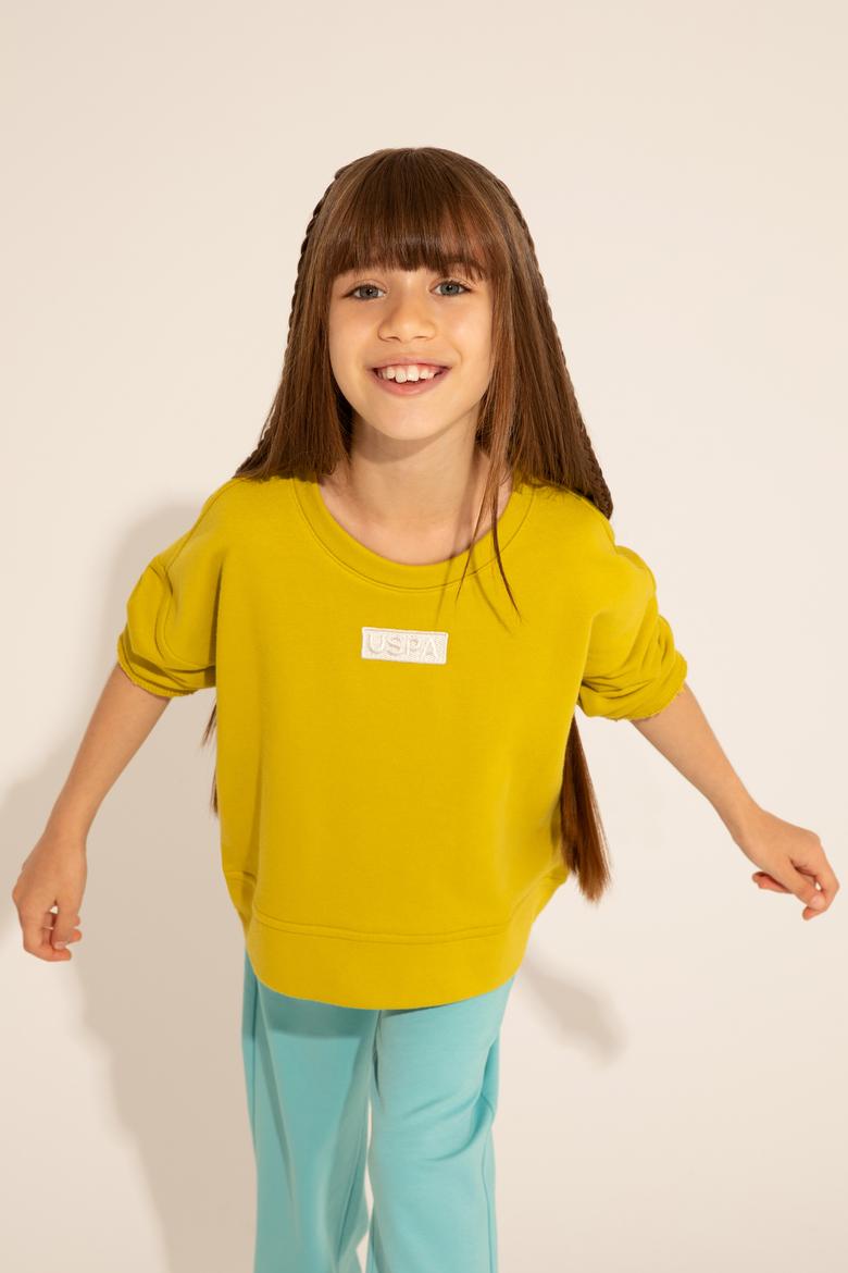 Kız Çocuk Fıstık Yeşili Basic Bisiklet Yaka Sweatshirt - 50276834033