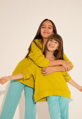 Kız Çocuk Fıstık Yeşili Basic Bisiklet Yaka Sweatshirt - 50276834033