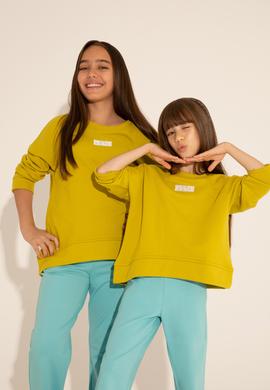 Kız Çocuk Fıstık Yeşili Basic Bisiklet Yaka Sweatshirt - 50276834033