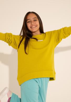 Kız Çocuk Fıstık Yeşili Basic Bisiklet Yaka Sweatshirt - 50276834033
