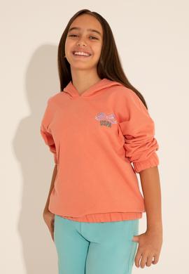 Kız Çocuk Somon Kapüşonlu Sweatshirt - 50276900021