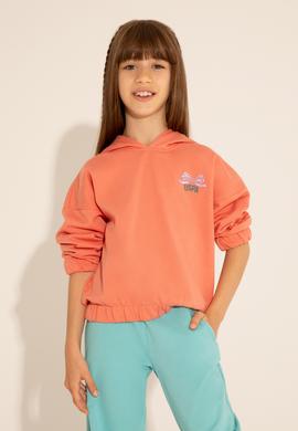 Kız Çocuk Somon Kapüşonlu Sweatshirt - 50276900021