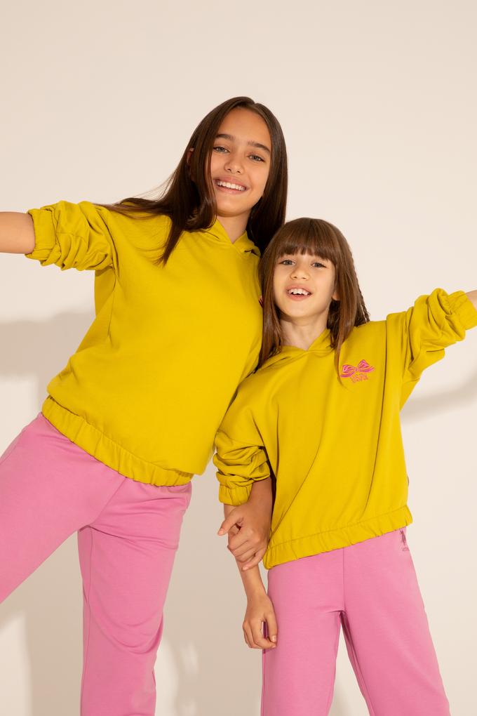 Kız Çocuk Fıstık Yeşili Kapüşonlu Sweatshirt