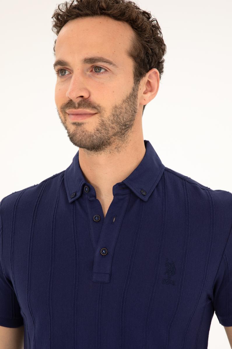 Erkek Slim Fit Polo Yaka Lacivert Tişört