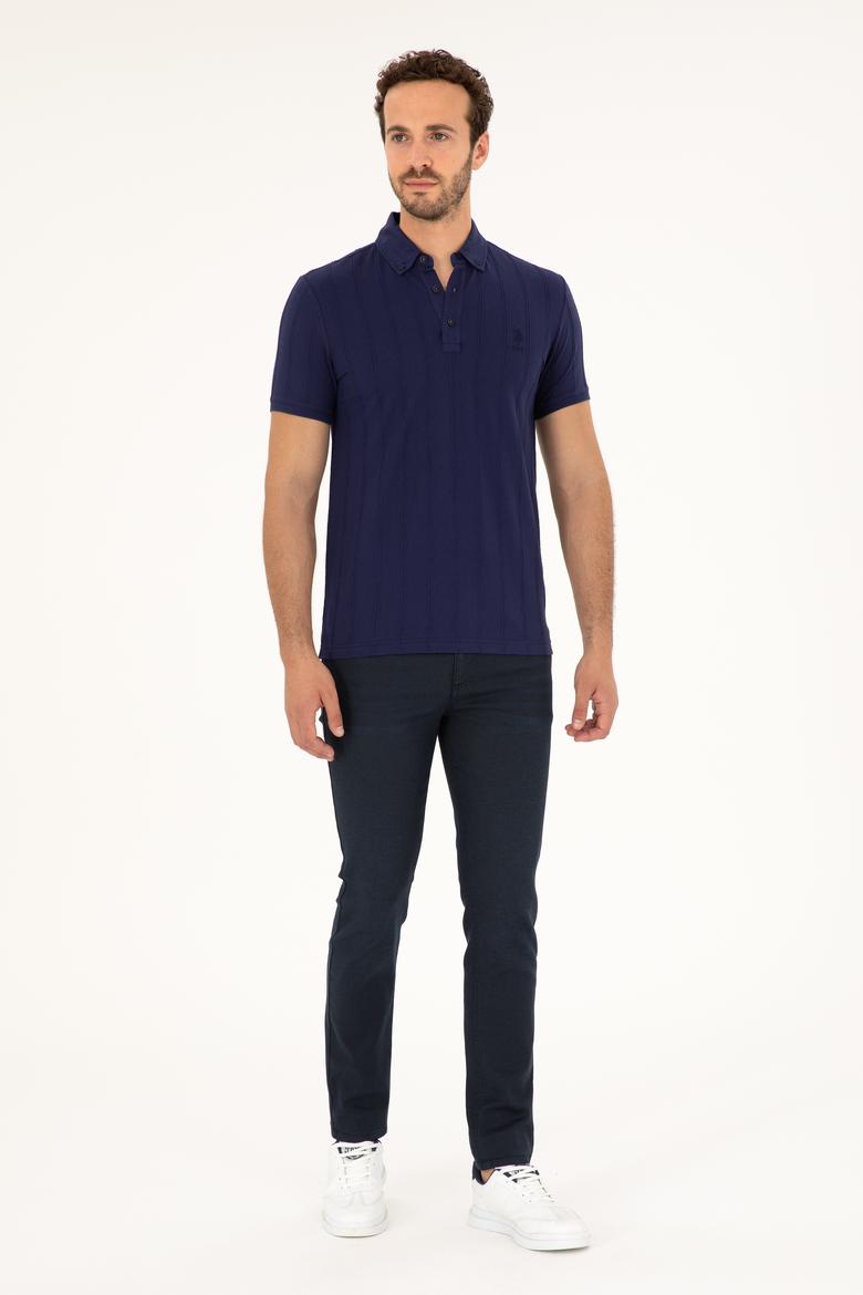 Erkek Slim Fit Polo Yaka Lacivert Tişört - 50282506008