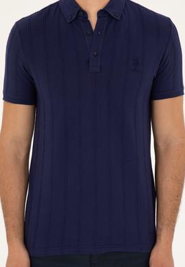 Erkek Slim Fit Polo Yaka Lacivert Tişört - 50282506008