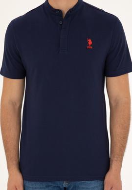 Erkek Regular Fit Hakim Yaka Lacivert Tişört - 50282858016