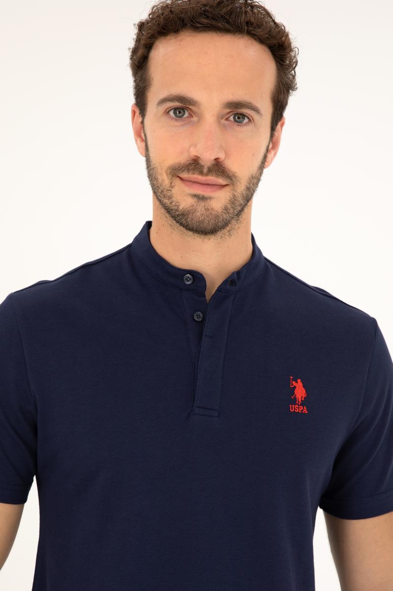 Erkek Regular Fit Hakim Yaka Lacivert Tişört