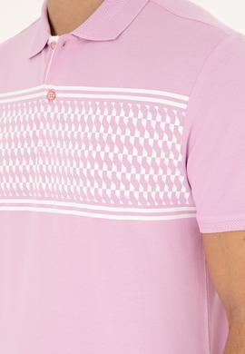 Erkek Regular Fit Polo Yaka Pembe Tişört - 50281927021