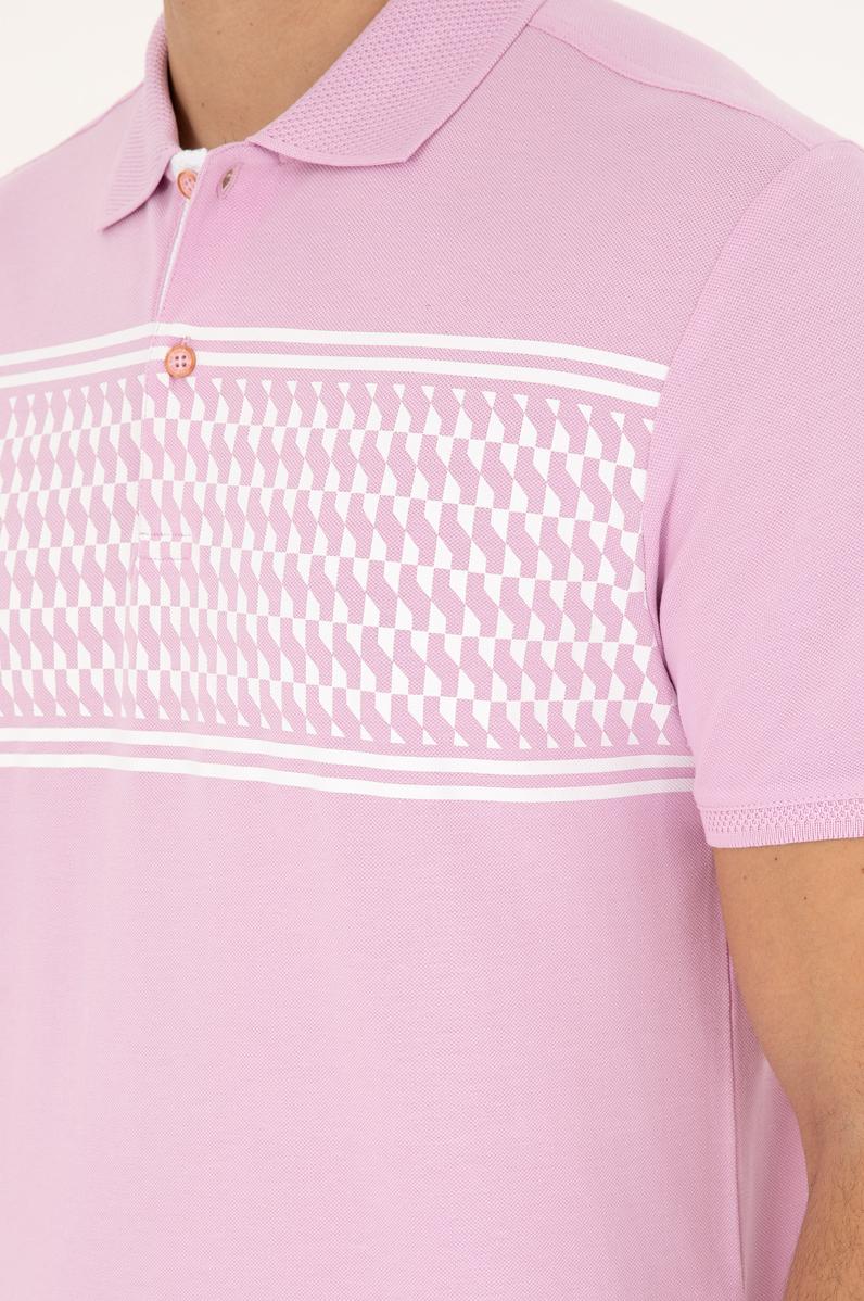 Erkek Regular Fit Polo Yaka Pembe Tişört
