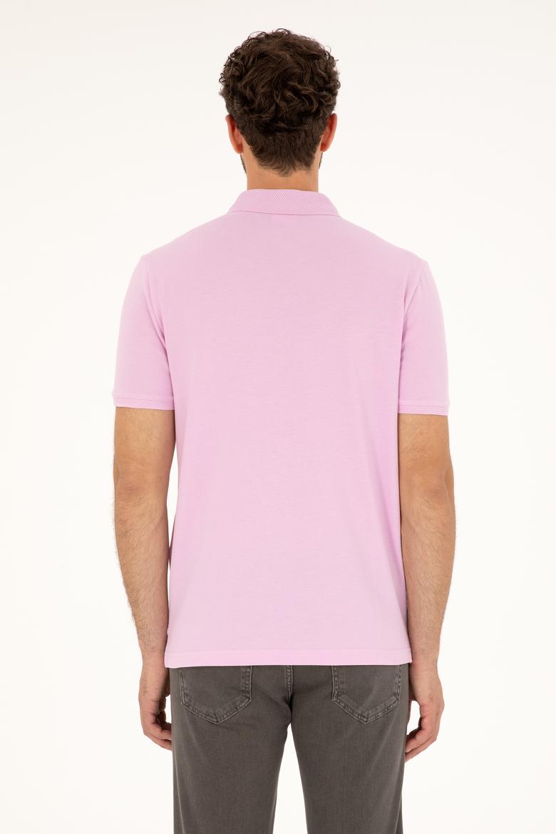 Erkek Regular Fit Polo Yaka Pembe Tişört - 50281927021