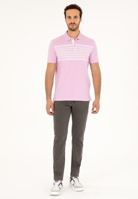 Erkek Regular Fit Polo Yaka Pembe Tişört - 50281927021
